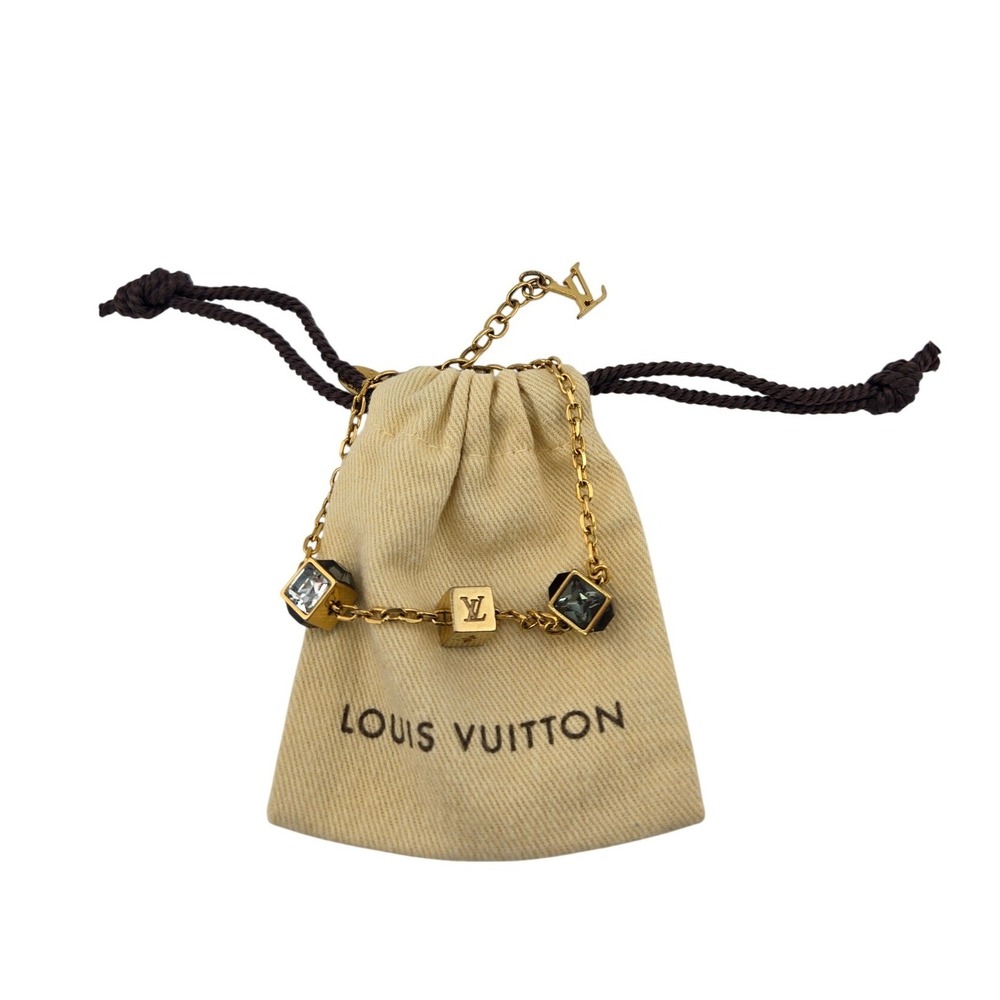 Louis Vuitton Gamble Bracelet Gold Crystal Monogram Cube M75416